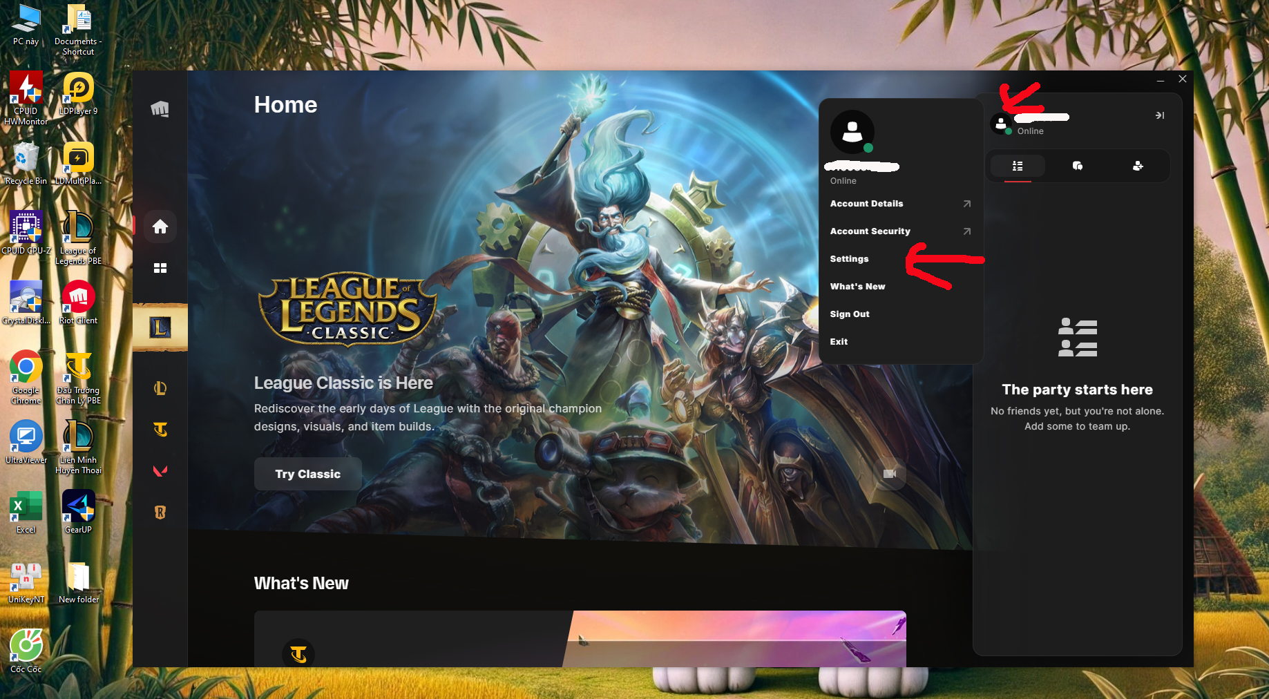 Hướng dẫn đổi tiếng việt LOL DTCL PBE