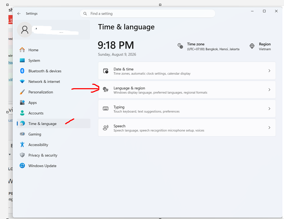đổi ngôn ngữ tiếng việt trong win 11